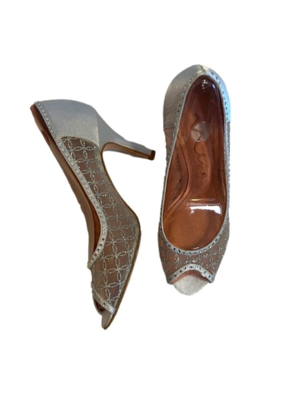 Nina Women’s Diamond Studded Silver FIFI-TM High Heels 7M